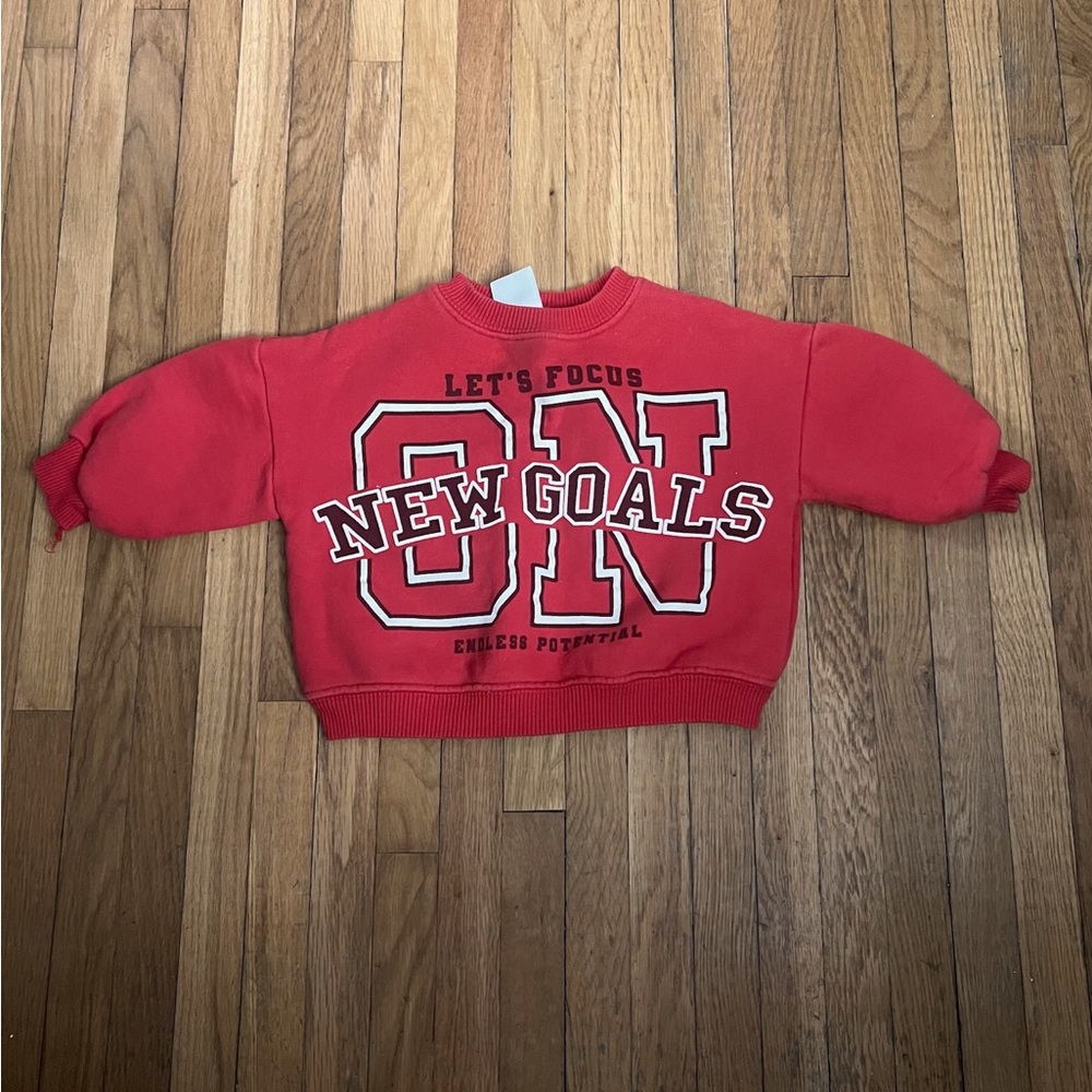 Zara 9/12M Boxy Red Graphic Sweatshirt